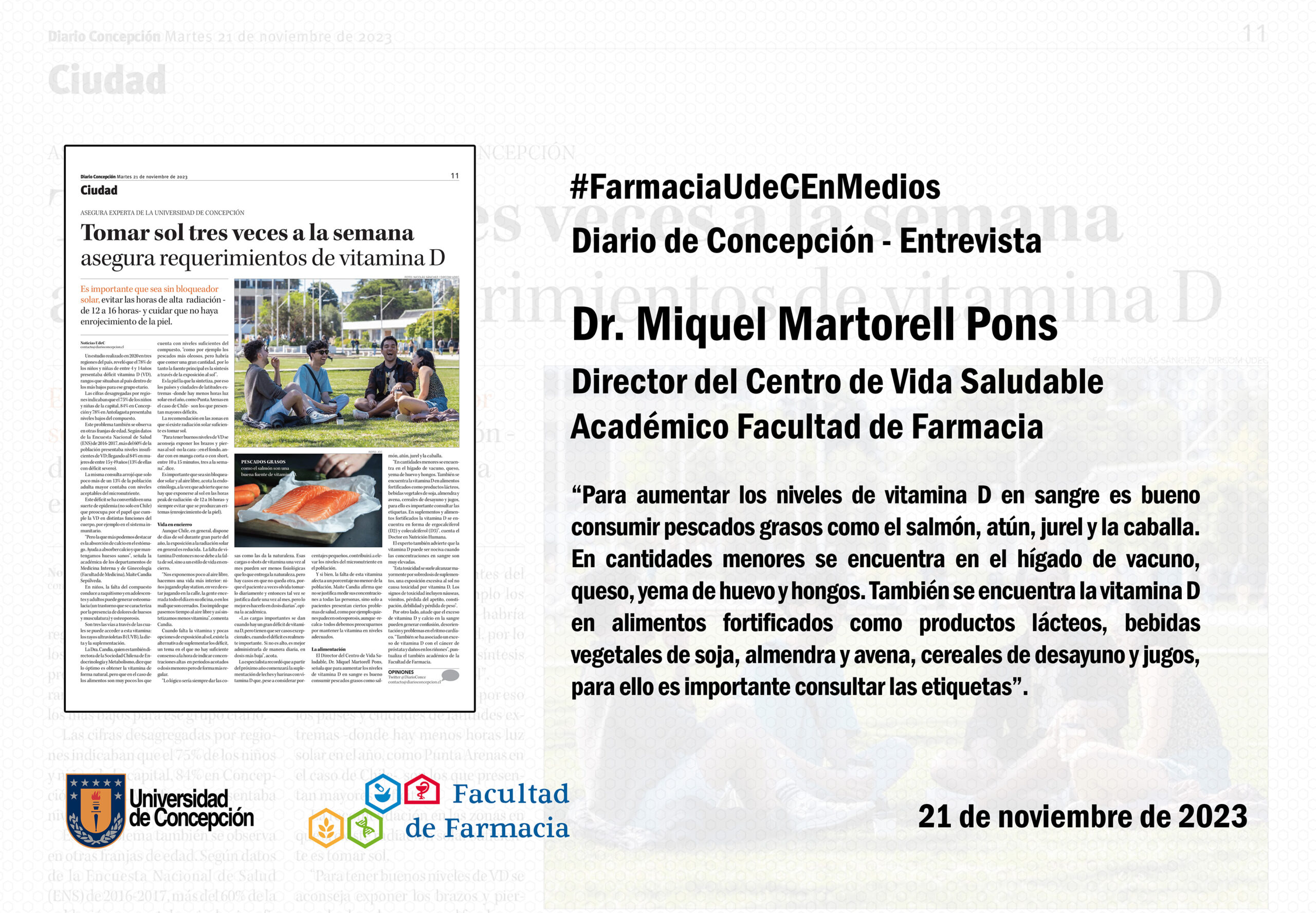Entrevista en Diario Concepción a Dr. Miquel Martorell Pons